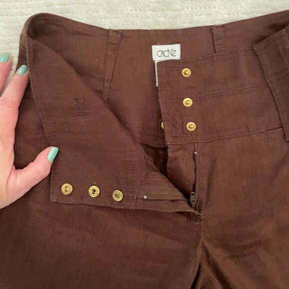 Cache Womens Linen Blend Brown Pants Size 2 - Picture 3 of 14